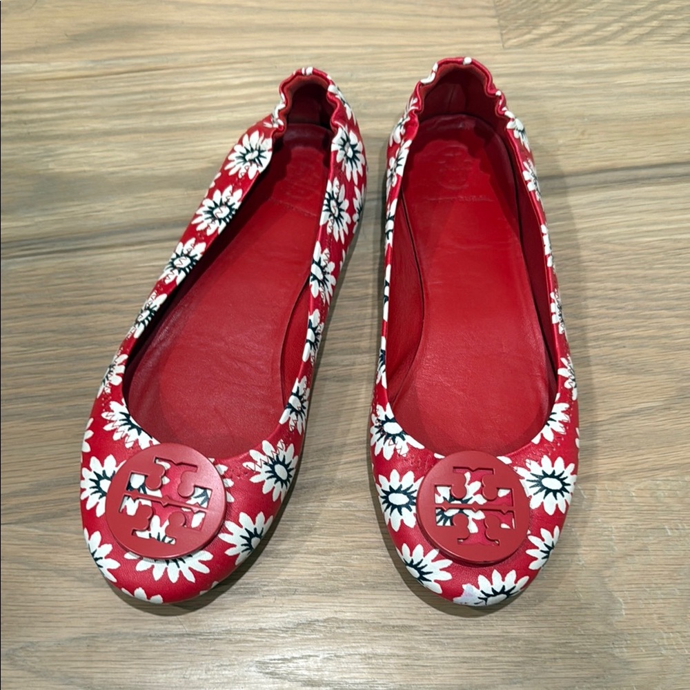 Tory Burch Red Floral Women's Flats